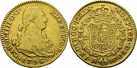Madrid. 2 escudos. 1796 sobre 4. MF