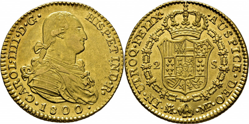CARLOS IV. Madrid. 2 escudos. 1800. MF. Cy14238. Algunas suaves y finas rayitas....