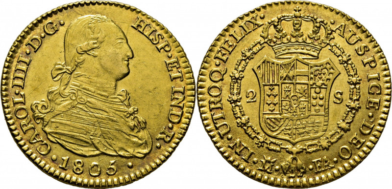 CARLOS IV. Madrid. 2 escudos. 1805. FA. Cy14281. Leves suaves y finísimas rayita...