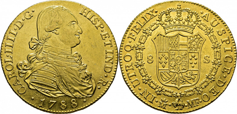 CARLOS IV. Madrid. 8 escudos. 1788. MF. Cy14441. Mínimas usuras. Suaves y finas ...