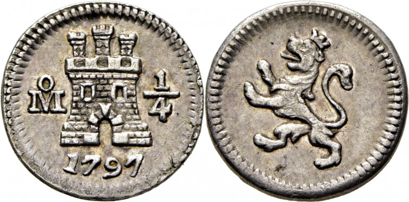 CARLOS IV. Méjico. 1/4 de real. 1797. Cy13140. E.M. Ortiz615. 0,84 g. Casi EBC+,...