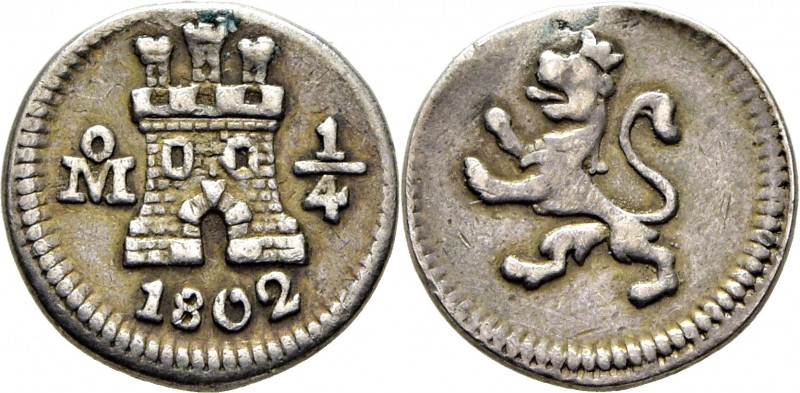 CARLOS IV. Méjico. 1/4 de real. 1802 los dos últimos dígitos de mayor tamaño que...