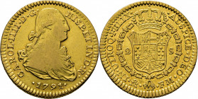 Méjico. 2 escudos. 1791. FM. Rara
