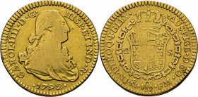 Méjico. 2 escudos. 1792. FM. Muy rara