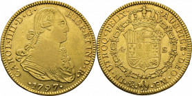 Méjico. 4 escudos. 1797. FM. Atractivo ejemplar. Rara