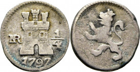 Nuevo Reino. 1/4 de real. 1797. Castillo pequeño
