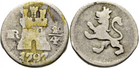 Nuevo Reino. 1/4 de real. 1797. Castillo grande
