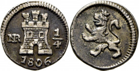 Nuevo Reino. 1/4 de real. 1806. Buen ejemplar. Muy escasa