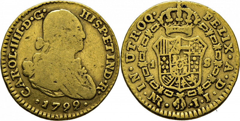 CARLOS IV. Nuevo Reino. 1 escudo. 1799. JJ. Cy14076. Cocas de metal. Rayitas sob...