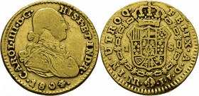 Nuevo Reino. 1 escudo. 1804 sobre lo que parece un 3. JJ. Muy escasa