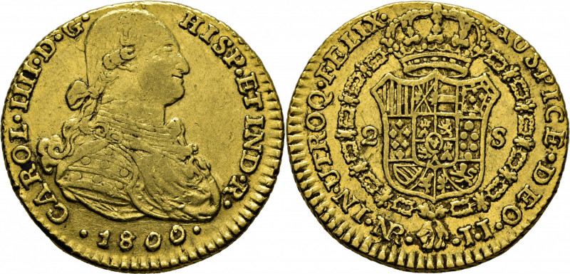 CARLOS IV. Nuevo Reino. 2 escudos. 1800. JJ. Cy14241. Alguna marquita. Golpecito...