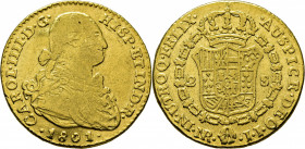 Nuevo Reino. 2 escudos. 1801. JJ. Rara