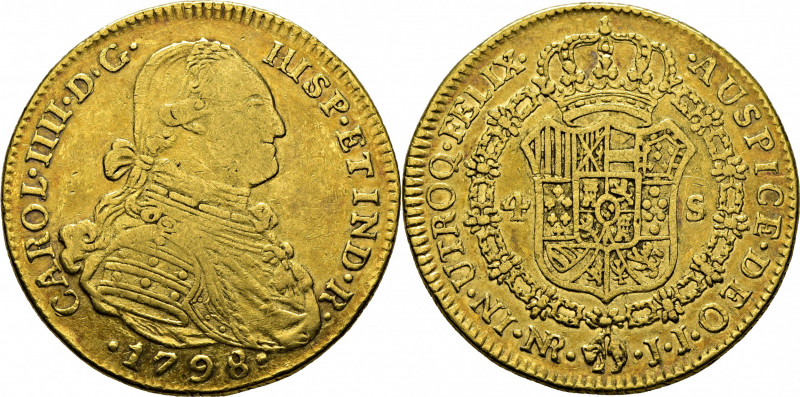 CARLOS IV. Nuevo Reino. 4 escudos. 1798. JJ. Cy14377. Marquitas y alguna rayita....