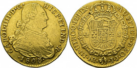 Nuevo Reino. 4 escudos. 1803. JJ. Rara