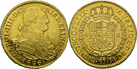 Nuevo Reino. 4 escudos. 1806. JJ. EBC/EBC+. Atractivo. Soberbio reverso. Muy rara