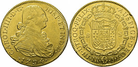 Nuevo Reino. 8 escudos. 1794. JJ. EBC. Atractivo. Destacable reverso. Muy escasa