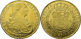 Nuevo Reino. 8 escudos. 1796. JJ. Mejor que EBC. Atractivo. Escasa