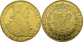 Nuevo Reino. 8 escudos. 1801. JJ. EBC+/SC. Atractrivo. Estupendo reverso. Escasa