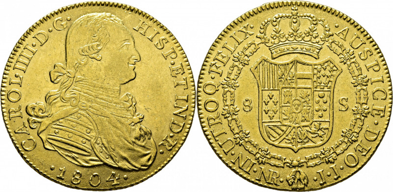 CARLOS IV. Nuevo Reino. 8 escudos. 1804. JJ. Cy14584. Alguna marquita y finas ra...