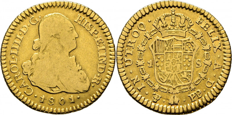 CARLOS IV. Potosí. 1 escudo. 1801. PJ. Cy14094. Bastantes suaves y finas rayitas...