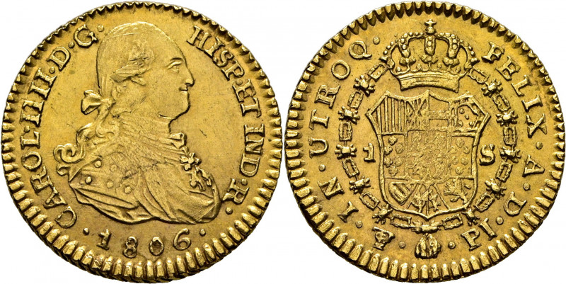 CARLOS IV. Potosí. 1 escudo. 1806. PJ. Cy14128. Leves suaves y finísimas rayitas...