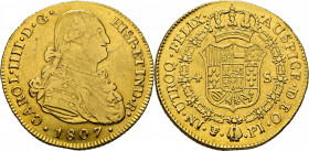 Potosí. 4 escudos. 1807. PJ. MBC+/EBC. Muy rara