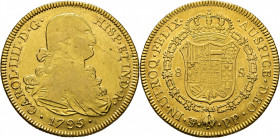 Potosí. 8 escudos. 1795. PP. MBC+/EBC-. Atractivo brillo en reverso