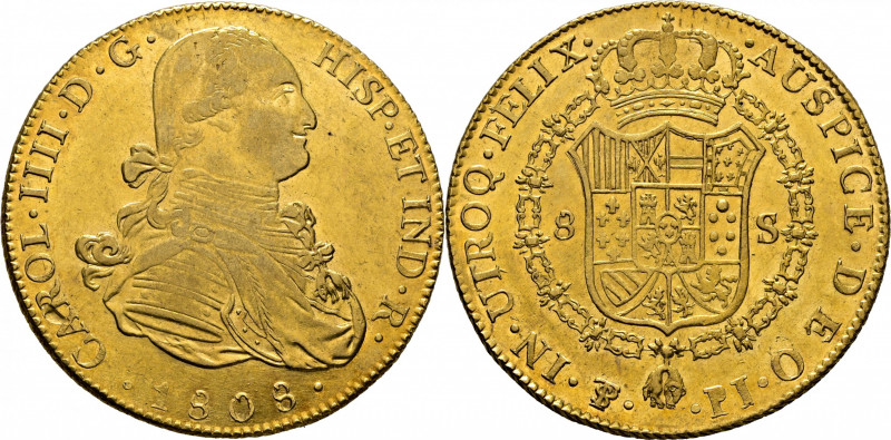 CARLOS IV. Potosí. 8 escudos. 1808. PJ. Cy14623. Abundantes suaves y finísimas r...