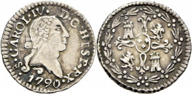 Santiago de Chile. 1/4 de real. 1790. EBC. Atractivo. Muy rara