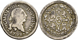 Santiago de Chile. 1/4 de real. 1791. Escasa