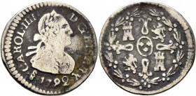 Santiago de Chile. 1/4 de real. 1792. Rara