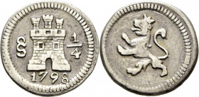 Santiago de Chile. 1/4 de real. 1798. Escasa