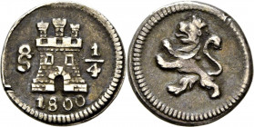 Santiago de Chile. 1/4 de real. 1800. Rara