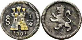 Santiago de Chile. 1/4 de real. 1801. Muy rara