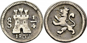 Santiago de Chile. 1/4 de real. 1802. Rara