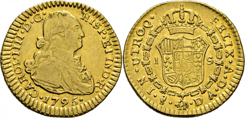 CARLOS IV. Santiago de Chile. 1 escudo. 1795. DA. Cy14049. Leves suaves y finas ...