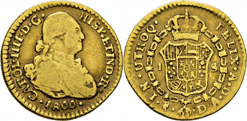 CARLOS IV. Santiago de Chile. 1 escudo. 1800. DA. Cy14085. Abundantes marquitas ...