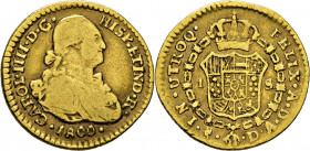 Santiago de Chile. 1 escudo. 1800. DA. Rarísima. No hemos encontrado otra referencia