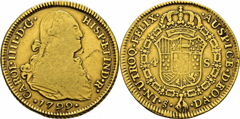 CARLOS IV. Santiago de Chile. 4 escudos. 1799. DA. Cy14385. Pudo haber estado en...