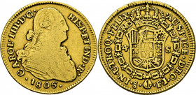 Santiago de Chile. 4 escudos. 1806. FJ. Rarísima. Solo conocemos otro ejemplar