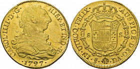 Santiago de Chile. 8 escudos. 1797. DA. SC. Muy escasa