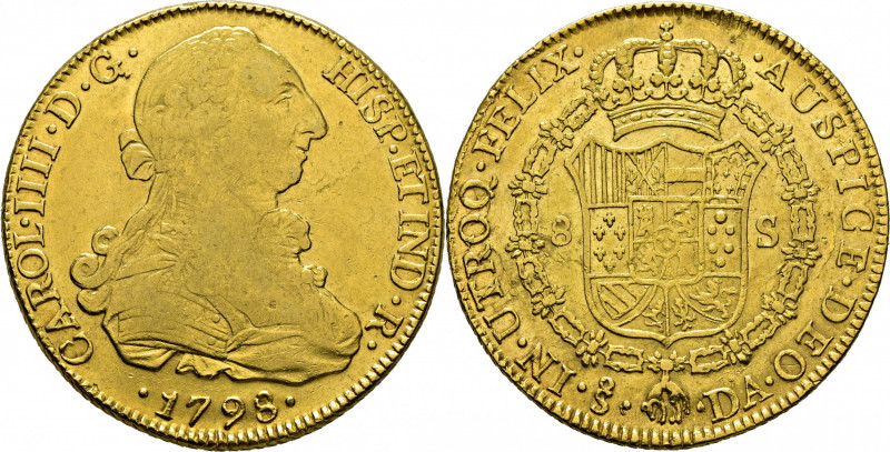 CARLOS IV. Santiago de Chile. 8 escudos. 1798. DA. Cy14531. Mínimas usuras. Suav...