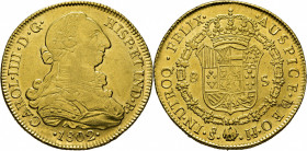 Santiago de Chile. 8 escudos. 1802. JJ. EBC+/prácticamente SC-. Atractivo. Escasa