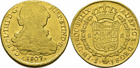 Santiago de Chile. 8 escudos. 1807. JF. EBC/EBC+. Buen reverso