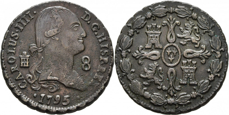 CARLOS IV. Segovia. 8 maravedís. 1795. Cy13095. Oxidación superficial limpiada. ...
