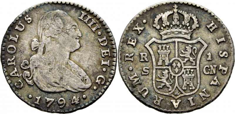 CARLOS IV. Sevilla. 1 real. 1794. CN. Cy13405. Restos de adherencias algo limpia...