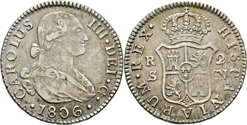 CARLOS IV. Sevilla. 2 reales. 1806. CN. Cy13668. Suaves y finas rayitas. Acuñaci...