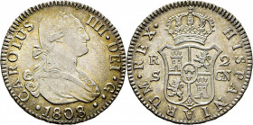 Sevilla. 2 reales. 1808. CN. EBC+/SC-. Atractivo. Muy escasa