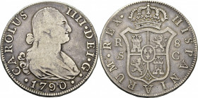 Sevilla. 8 reales. 1790. C. Rarísima. Solo conocemos dos ejemplares más
