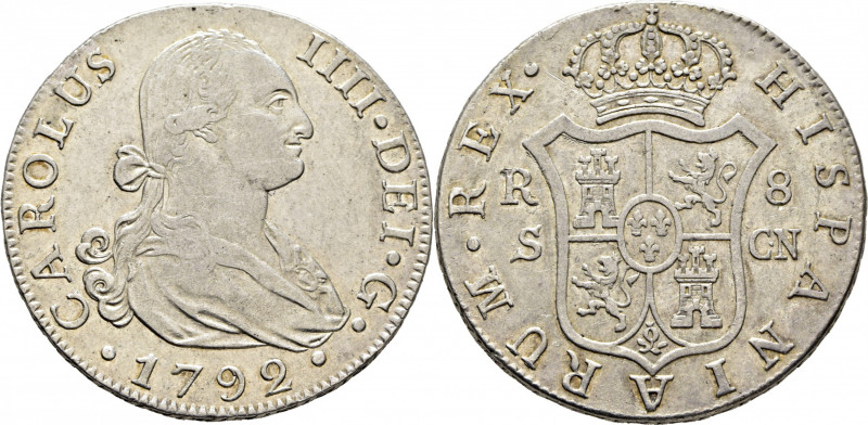 CARLOS IV. Sevilla. 8 reales. 1792. CN. Cy13861. Leves suaves y finísimas rayita...